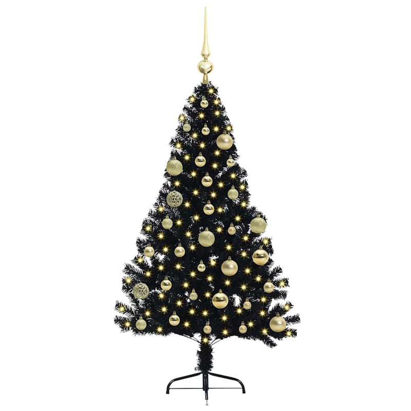 ギャラリービューアに画像をロードする, Vidaxl kunstmatig voorverlicht kerstboom met 150 led zwart 120 cm pvc
