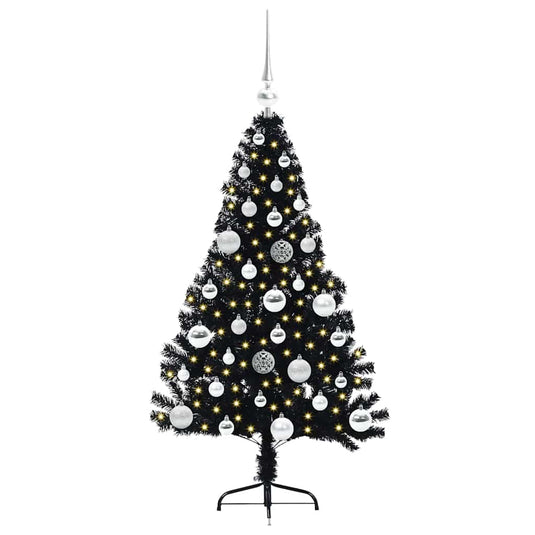 Vidaxl kunstmatig voorverlicht kerstboom met 150 led zwart 120 cm pvc