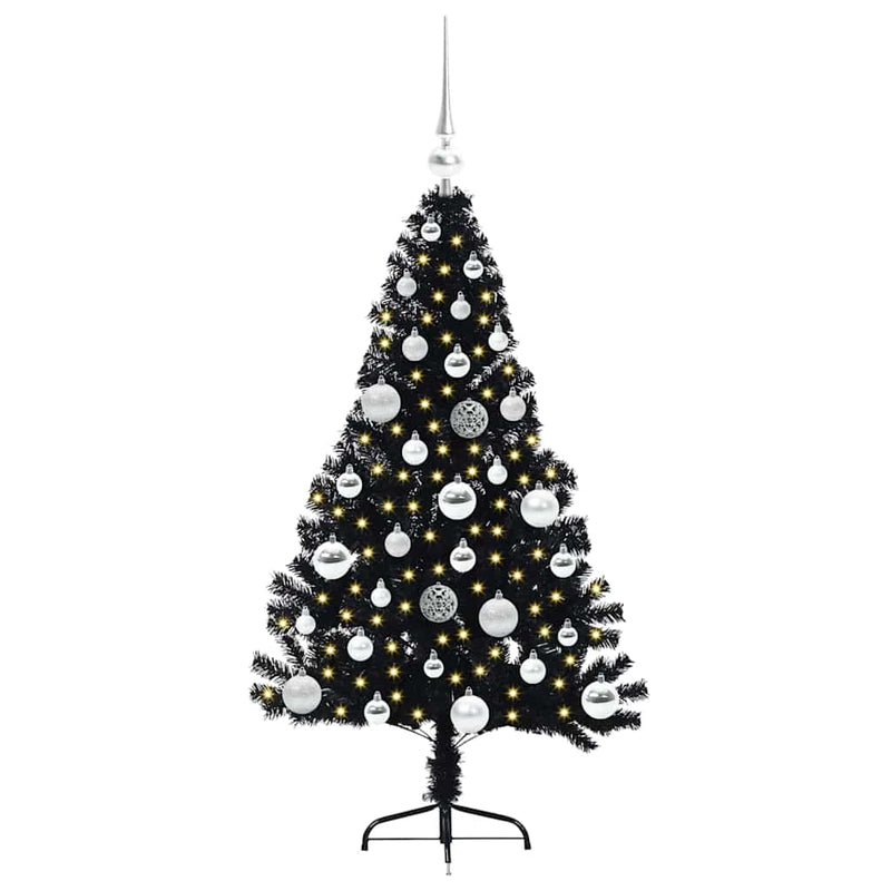 ギャラリービューアに画像をロードする, Vidaxl kunstmatig voorverlicht kerstboom met 150 led zwart 120 cm pvc
