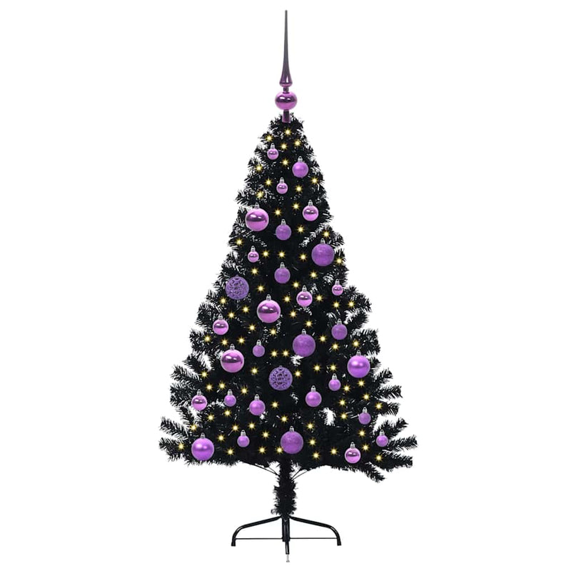 ギャラリービューアに画像をロードする, Vidaxl kunstmatig voorverlicht kerstboom met 150 led zwart 120 cm pvc

