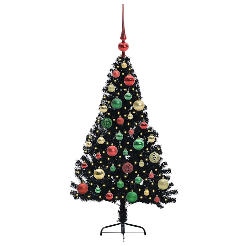 ギャラリービューアに画像をロードする, Vidaxl kunstmatig voorverlicht kerstboom met 150 led zwart 120 cm pvc
