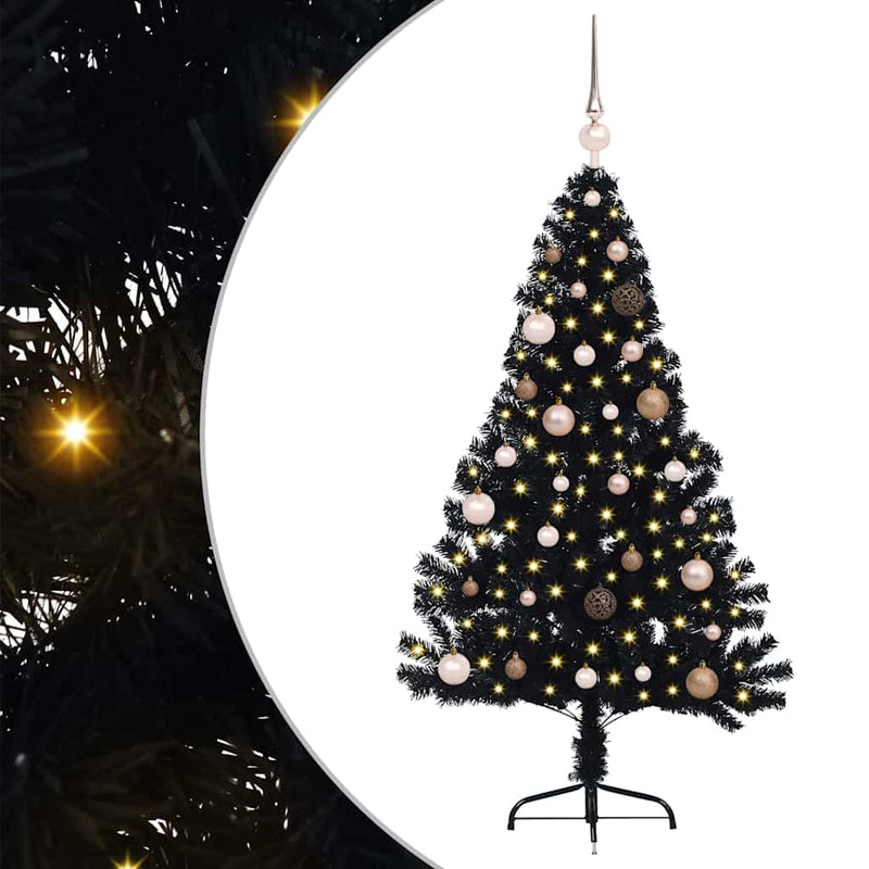 Afbeelding laden in galerijviewer, Vidaxl kunstmatig voorverlicht kerstboom met 150 led zwart 150 cm pvc

