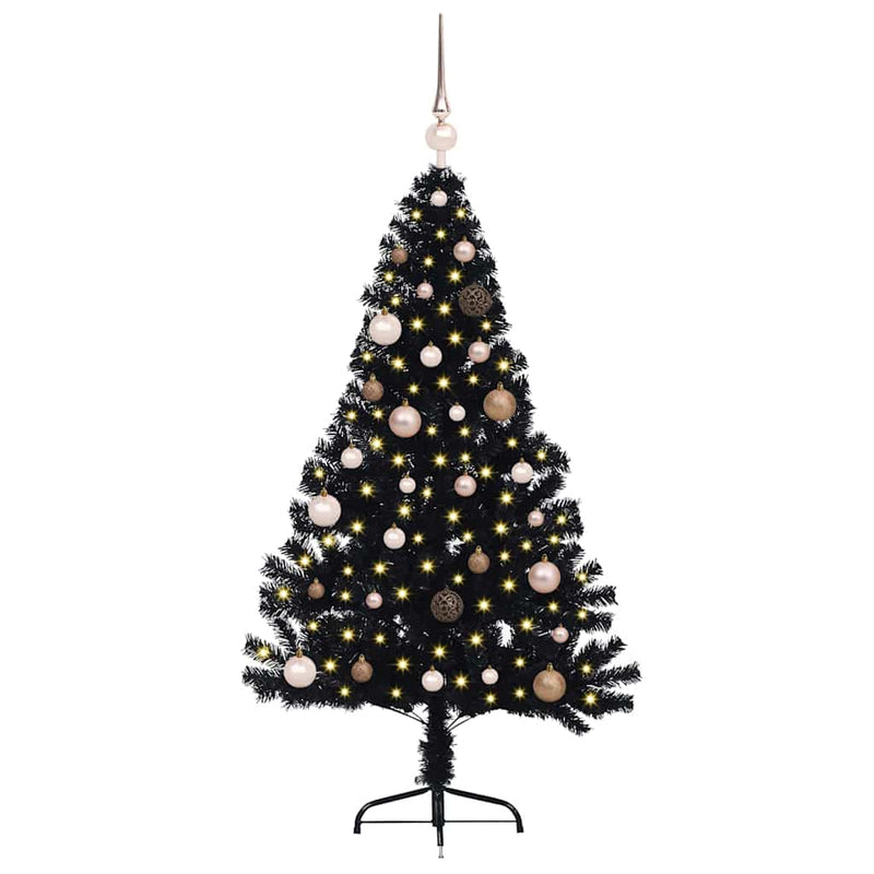 Afbeelding laden in galerijviewer, Vidaxl kunstmatig voorverlicht kerstboom met 150 led zwart 150 cm pvc
