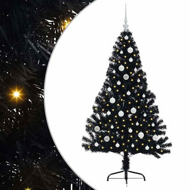 Vidaxl kunstmatig voorverlicht kerstboom met 150 led zwart 150 cm pvc