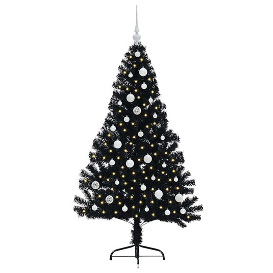 Vidaxl kunstmatig voorverlicht kerstboom met 150 led zwart 150 cm pvc