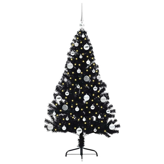 Vidaxl kunstmatig voorverlicht kerstboom met 150 led zwart 150 cm pvc