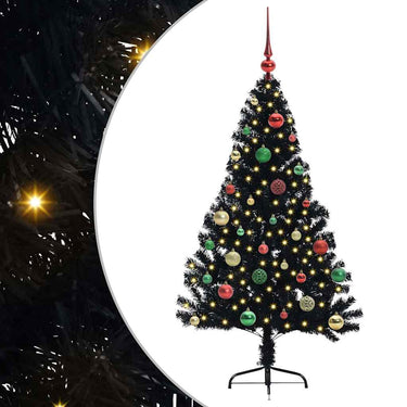 Vidaxl kunstmatig voorverlicht kerstboom met 150 led zwart 150 cm pvc