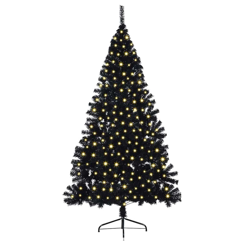 ギャラリービューアに画像をロードする, Vidaxl kunstmatig voorverlicht kerstboom met 300 led zwart 180 cm pvc
