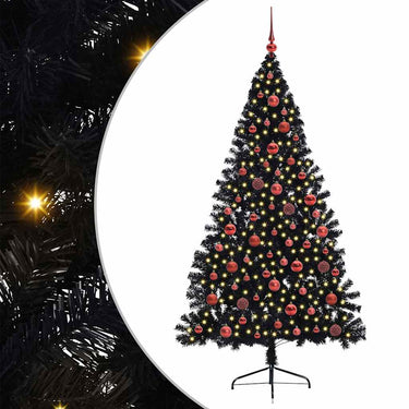 Vidaxl kunstmatig voorverlicht kerstboom met 300 led zwart 180 cm pvc