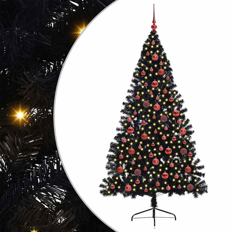 Afbeelding laden in galerijviewer, Vidaxl kunstmatig voorverlicht kerstboom met 300 led zwart 180 cm pvc
