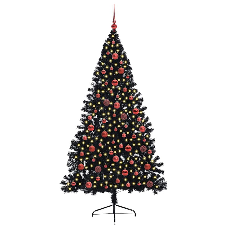 Afbeelding laden in galerijviewer, Vidaxl kunstmatig voorverlicht kerstboom met 300 led zwart 180 cm pvc

