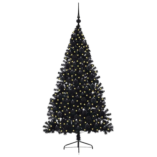 Vidaxl kunstmatig voorverlicht kerstboom met 300 led zwart 180 cm pvc