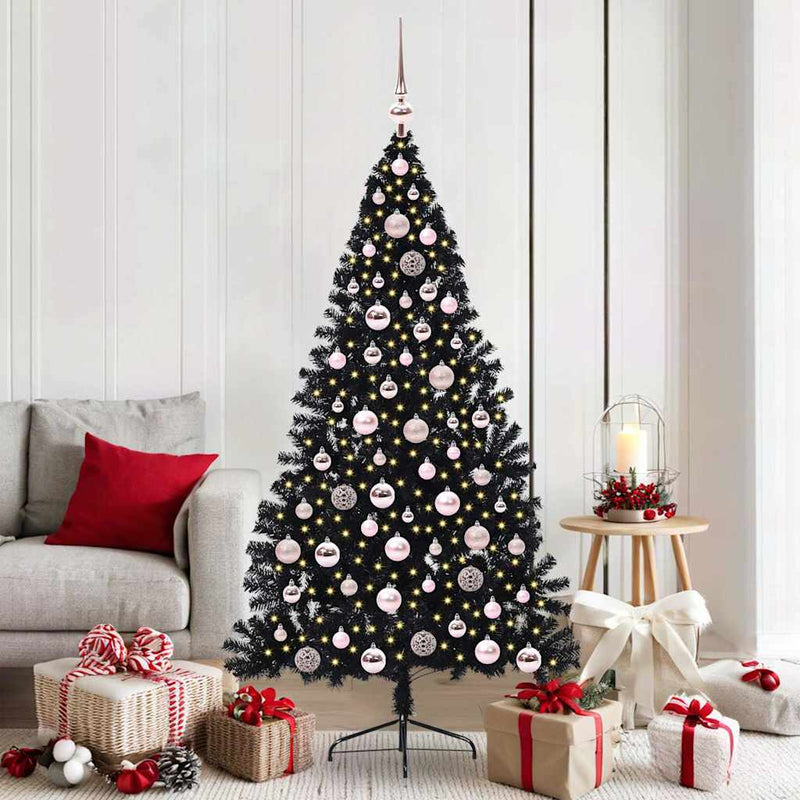 Afbeelding laden in galerijviewer, Vidaxl kunstmatig voorverlicht kerstboom met 300 led zwart 180 cm pvc
