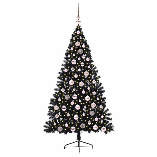 Vidaxl kunstmatig voorverlicht kerstboom met 300 led zwart 180 cm pvc