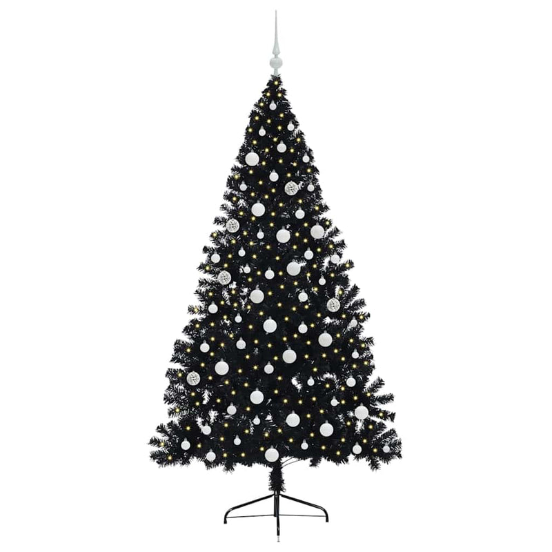 Afbeelding laden in galerijviewer, Vidaxl kunstmatig voorverlicht kerstboom met 300 led zwart 180 cm pvc
