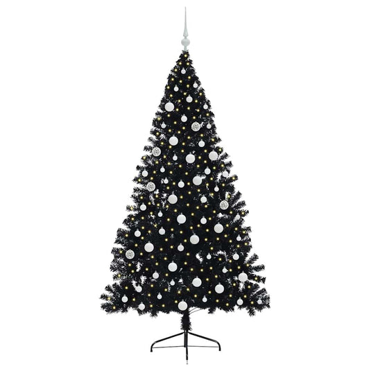 Vidaxl kunstmatig voorverlicht kerstboom met 300 led zwart 180 cm pvc