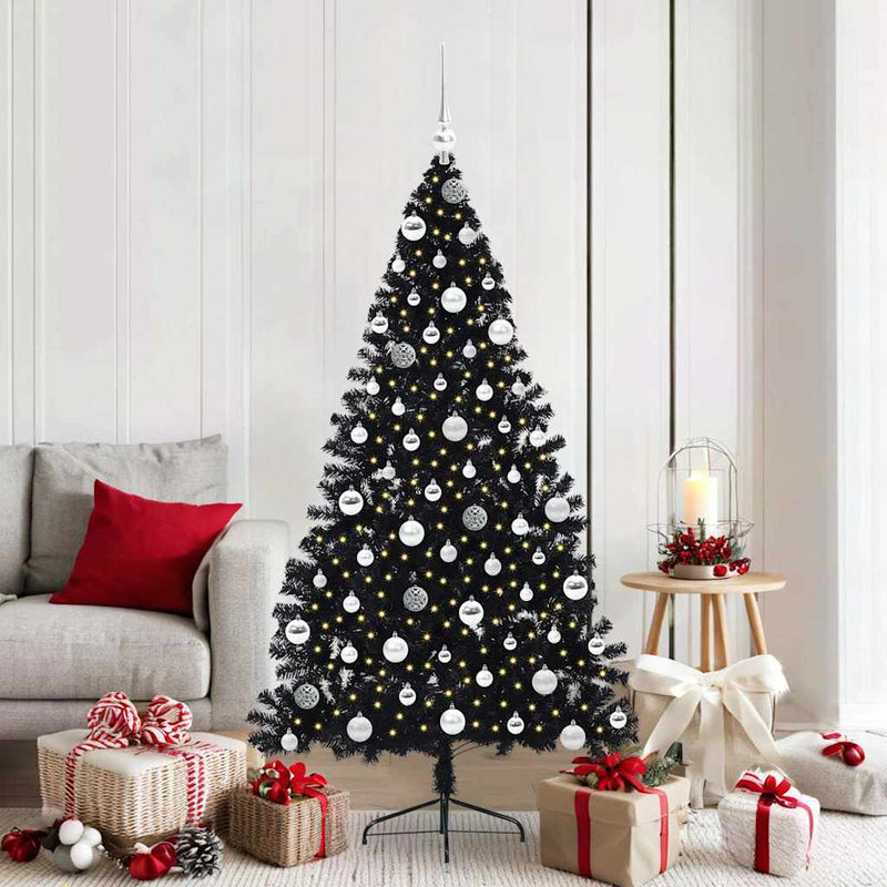 Afbeelding laden in galerijviewer, Vidaxl kunstmatig voorverlicht kerstboom met 300 led zwart 180 cm pvc
