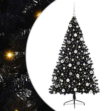 Vidaxl kunstmatig voorverlicht kerstboom met 300 led zwart 180 cm pvc