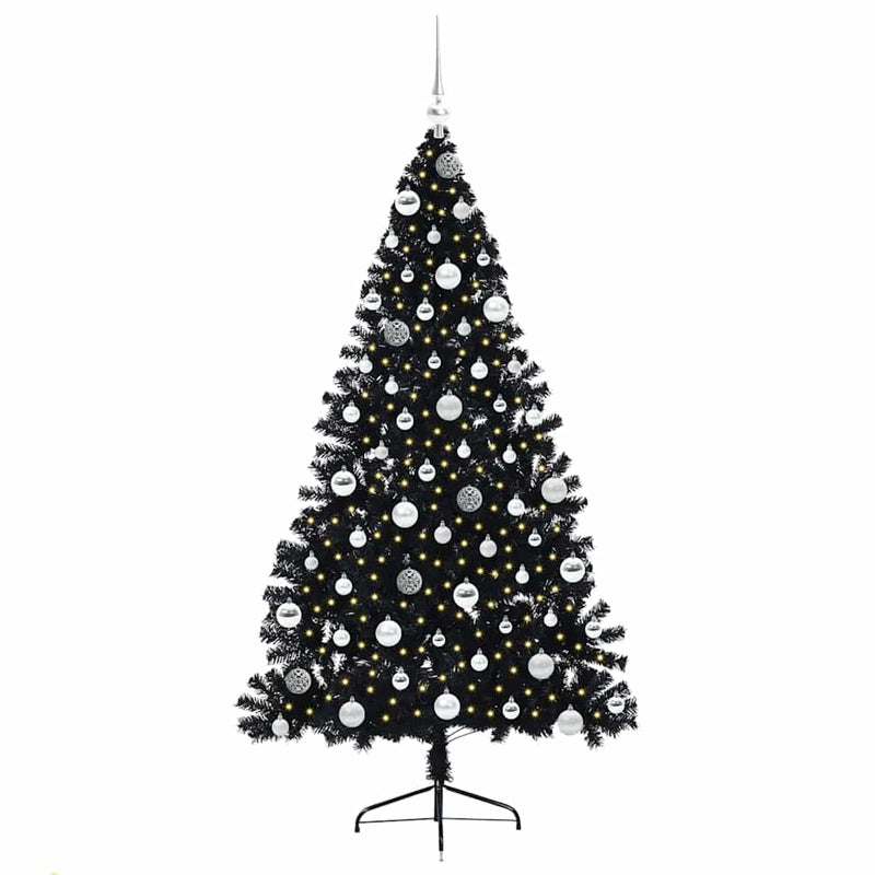 Afbeelding laden in galerijviewer, Vidaxl kunstmatig voorverlicht kerstboom met 300 led zwart 180 cm pvc
