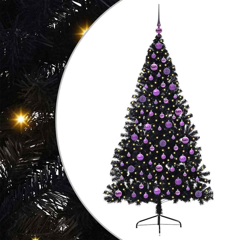 Afbeelding laden in galerijviewer, Vidaxl kunstmatig voorverlicht kerstboom met 300 led zwart 180 cm pvc
