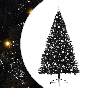 Vidaxl kunstmatig voorverlicht kerstboom met 300 led zwart 210 cm pvc