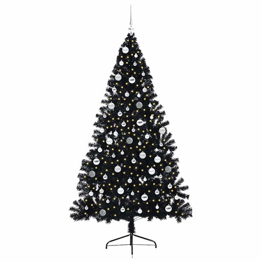 Vidaxl kunstmatig voorverlicht kerstboom met 300 led zwart 210 cm pvc