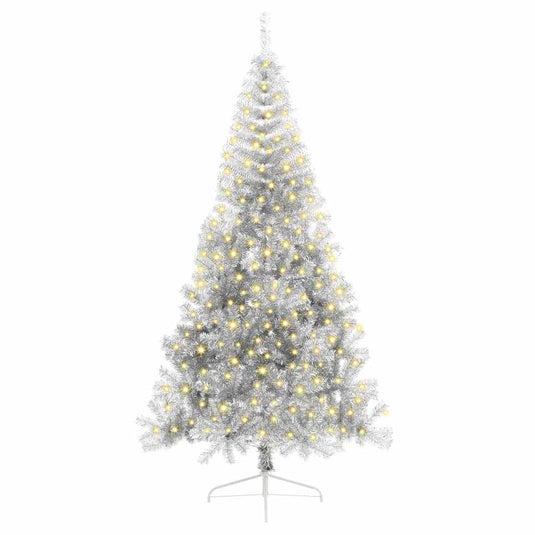 Vidaxl kunstmatig voorverlicht kerstboom met 300 led zilver 210 cm pet