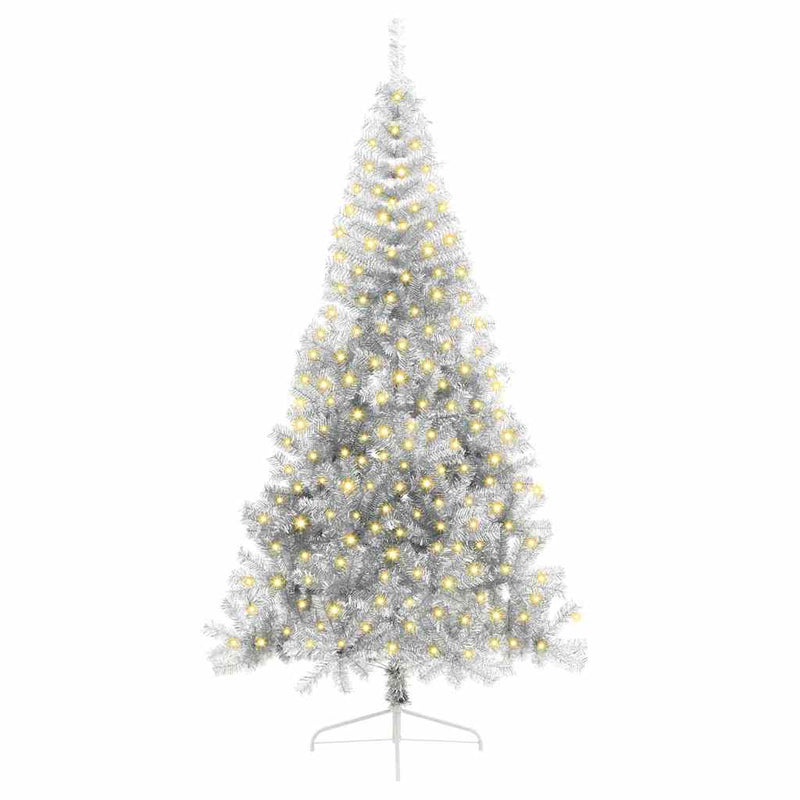 ギャラリービューアに画像をロードする, Vidaxl kunstmatig voorverlicht kerstboom met 300 led zilver 210 cm pet
