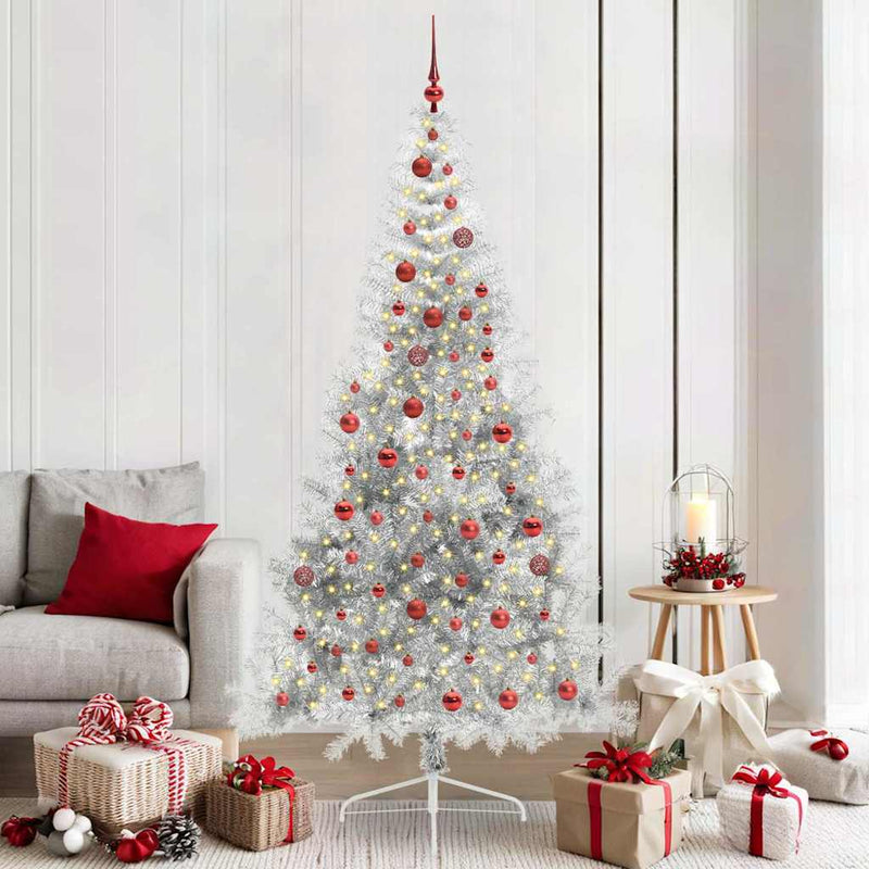 ギャラリービューアに画像をロードする, Vidaxl kunstmatig voorverlicht kerstboom met 300 led zilver 210 cm pet
