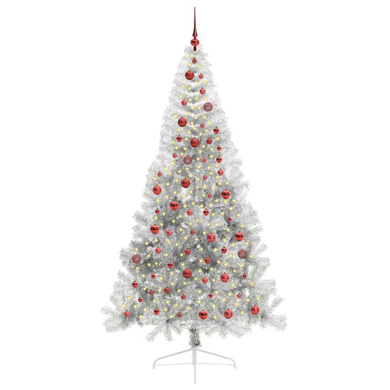 ギャラリービューアに画像をロードする, Vidaxl kunstmatig voorverlicht kerstboom met 300 led zilver 210 cm pet
