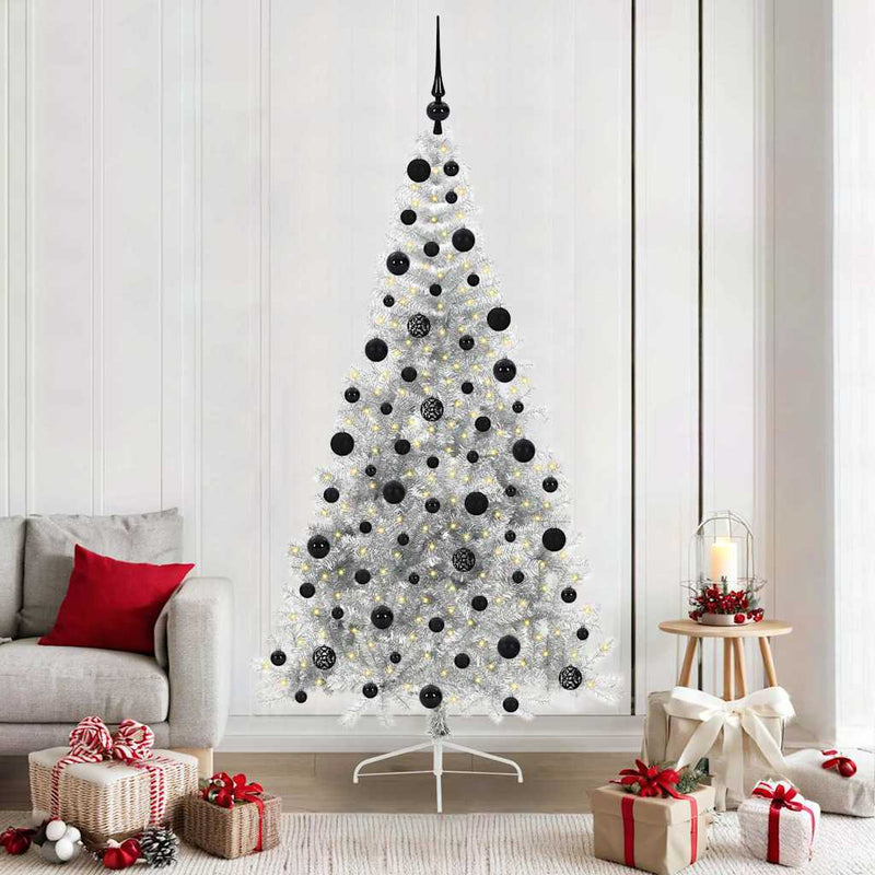 ギャラリービューアに画像をロードする, Vidaxl kunstmatig voorverlicht kerstboom met 300 led zilver 210 cm pet

