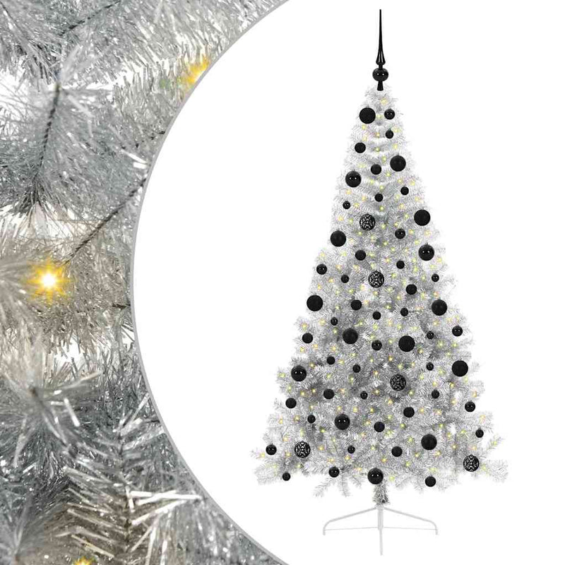 ギャラリービューアに画像をロードする, Vidaxl kunstmatig voorverlicht kerstboom met 300 led zilver 210 cm pet
