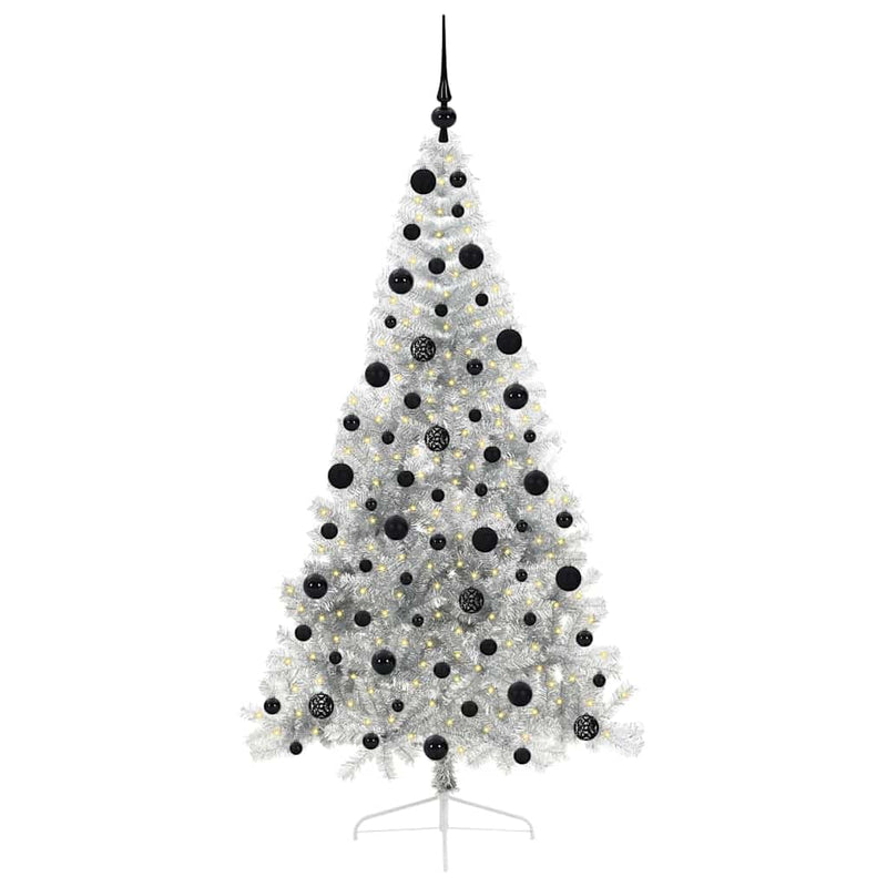 ギャラリービューアに画像をロードする, Vidaxl kunstmatig voorverlicht kerstboom met 300 led zilver 210 cm pet
