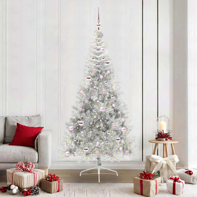 ギャラリービューアに画像をロードする, Vidaxl kunstmatig voorverlicht kerstboom met 300 led zilver 210 cm pet
