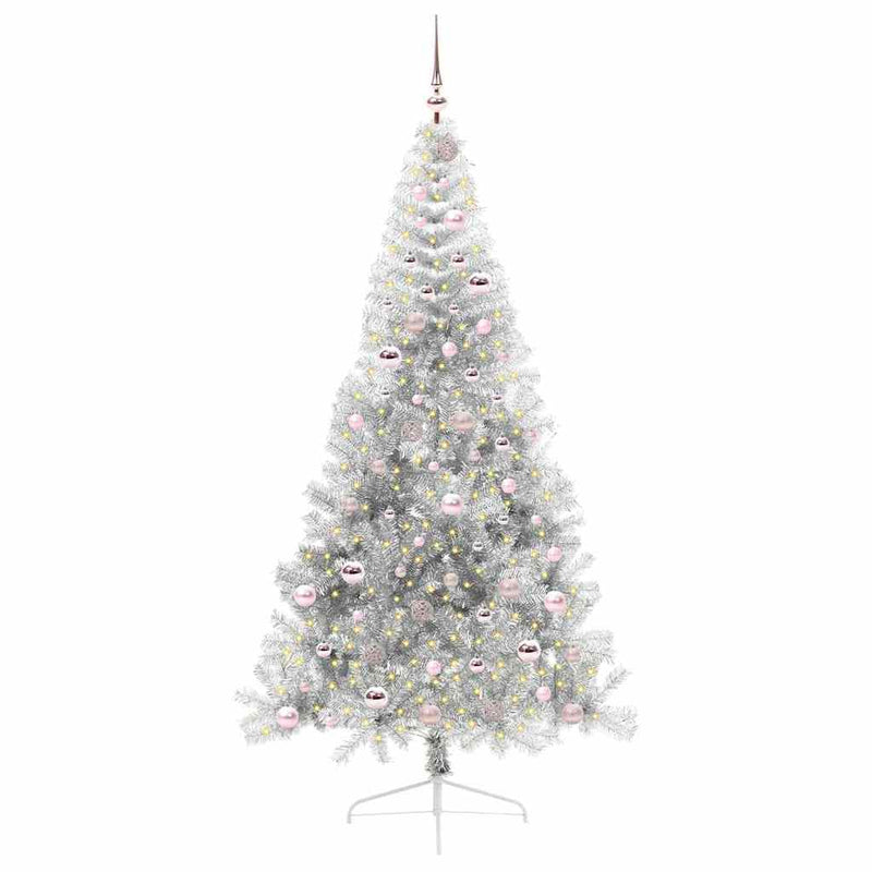 ギャラリービューアに画像をロードする, Vidaxl kunstmatig voorverlicht kerstboom met 300 led zilver 210 cm pet
