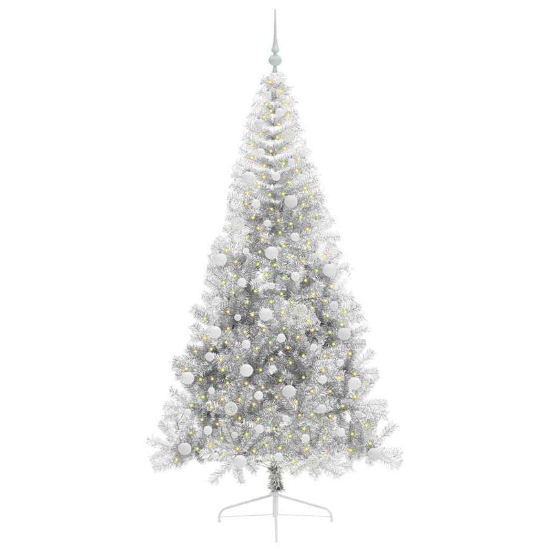 ギャラリービューアに画像をロードする, Vidaxl kunstmatig voorverlicht kerstboom met 300 led zilver 210 cm pet
