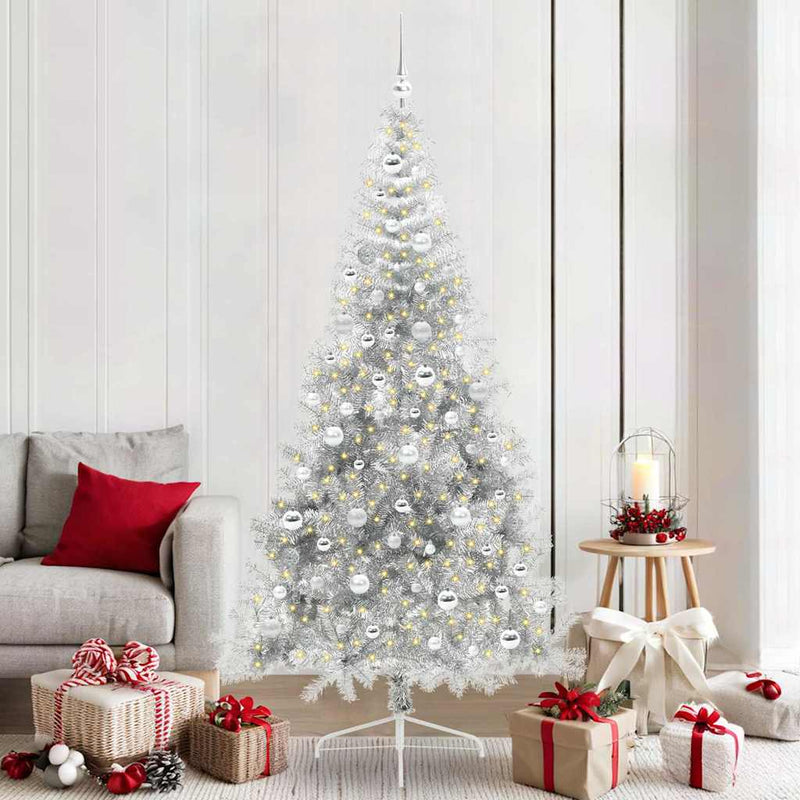 ギャラリービューアに画像をロードする, Vidaxl kunstmatig voorverlicht kerstboom met 300 led zilver 210 cm pet
