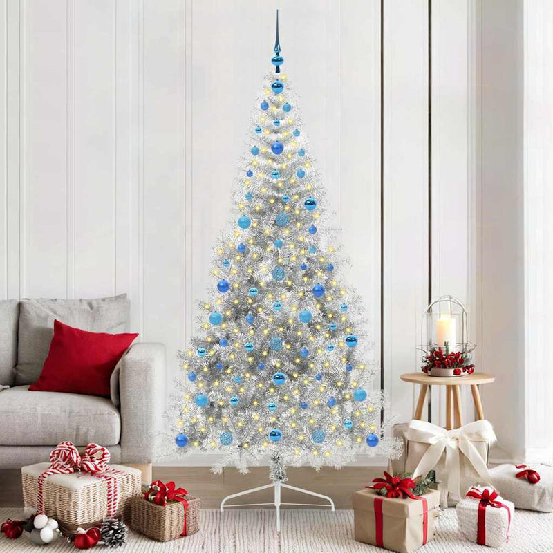 ギャラリービューアに画像をロードする, Vidaxl kunstmatig voorverlicht kerstboom met 300 led zilver 210 cm pet
