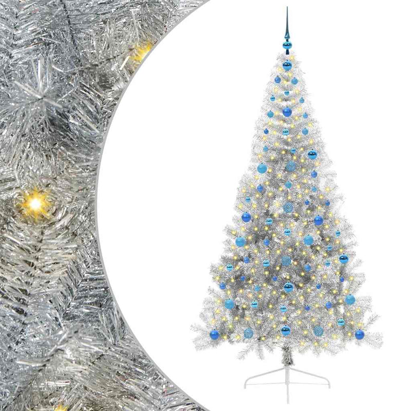 ギャラリービューアに画像をロードする, Vidaxl kunstmatig voorverlicht kerstboom met 300 led zilver 210 cm pet
