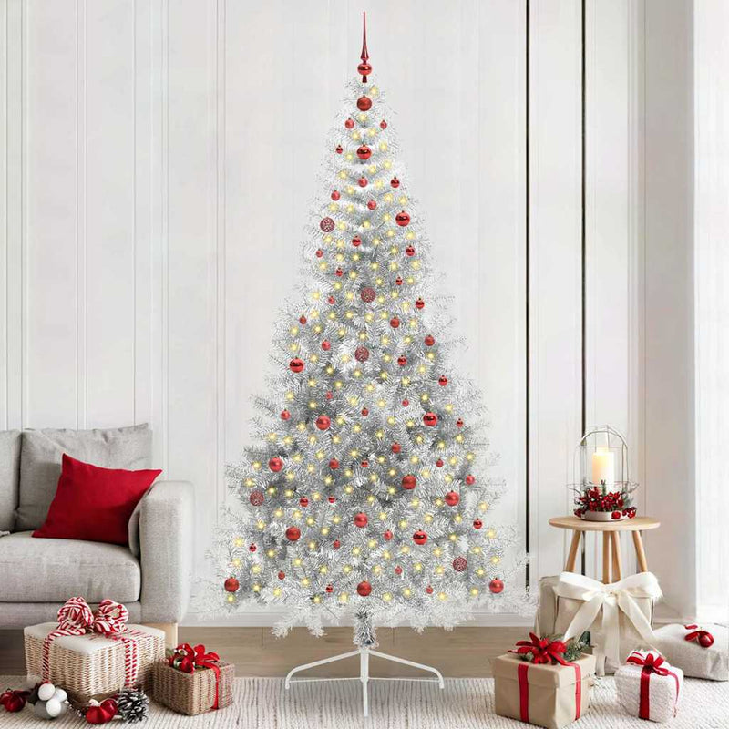 ギャラリービューアに画像をロードする, Vidaxl kunstmatig voorverlicht kerstboom met 300 led zilver 240 cm pet
