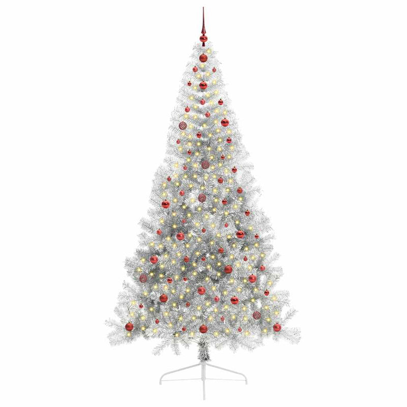 ギャラリービューアに画像をロードする, Vidaxl kunstmatig voorverlicht kerstboom met 300 led zilver 240 cm pet
