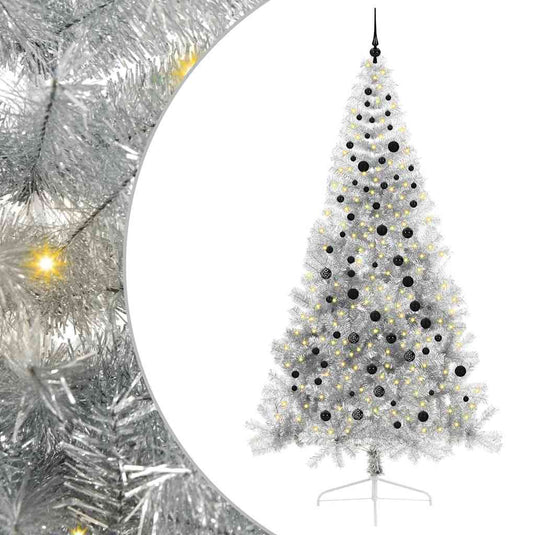 Vidaxl kunstmatig voorverlicht kerstboom met 300 led zilver 240 cm pet