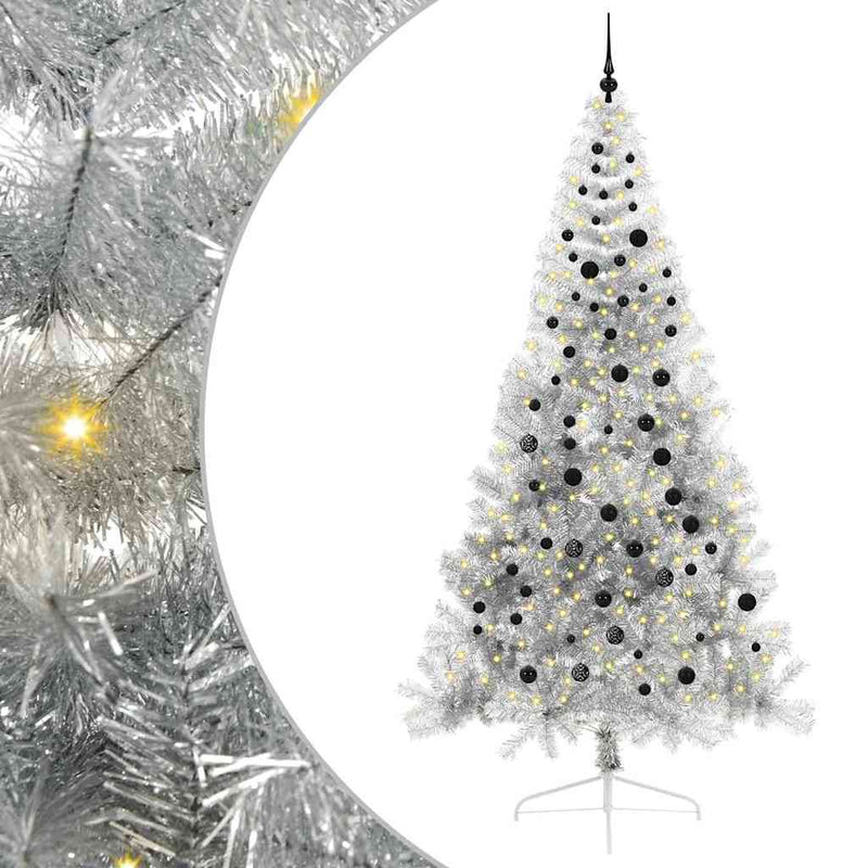 ギャラリービューアに画像をロードする, Vidaxl kunstmatig voorverlicht kerstboom met 300 led zilver 240 cm pet
