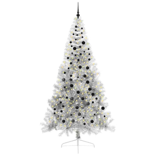 Vidaxl kunstmatig voorverlicht kerstboom met 300 led zilver 240 cm pet