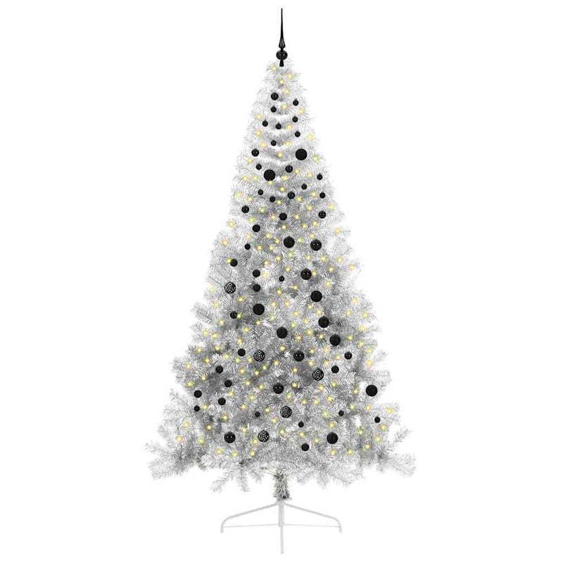 ギャラリービューアに画像をロードする, Vidaxl kunstmatig voorverlicht kerstboom met 300 led zilver 240 cm pet
