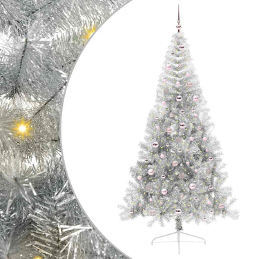 Vidaxl kunstmatig voorverlicht kerstboom met 300 led zilver 240 cm pet