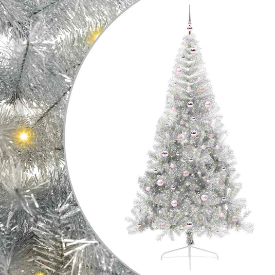 Vidaxl kunstmatig voorverlicht kerstboom met 300 led zilver 240 cm pet