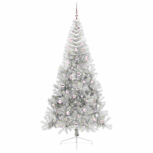Vidaxl kunstmatig voorverlicht kerstboom met 300 led zilver 240 cm pet