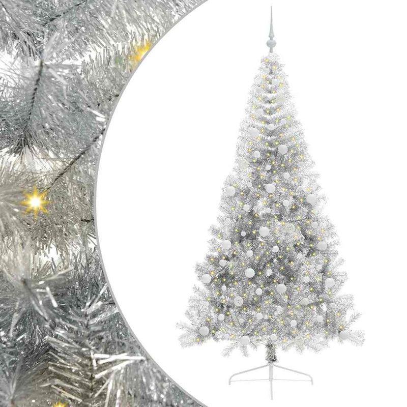 ギャラリービューアに画像をロードする, Vidaxl kunstmatig voorverlicht kerstboom met 300 led zilver 240 cm pet
