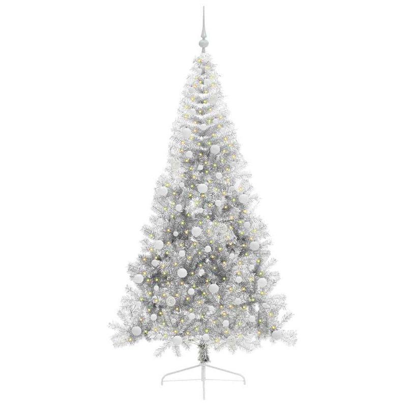 ギャラリービューアに画像をロードする, Vidaxl kunstmatig voorverlicht kerstboom met 300 led zilver 240 cm pet
